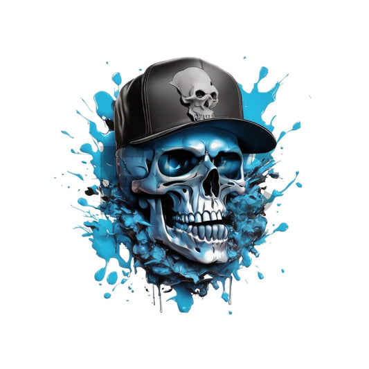 Blue Splatter Skull