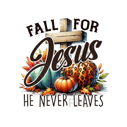 Fall For Jesus He Never Leaves Pumpkin Cross