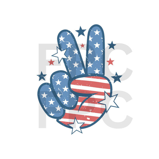 4th of July Peace Sign (Distressed)