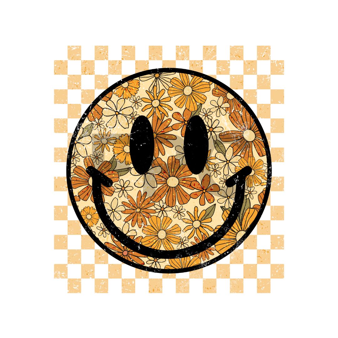 Fall Flowers Smiley (Distressed)