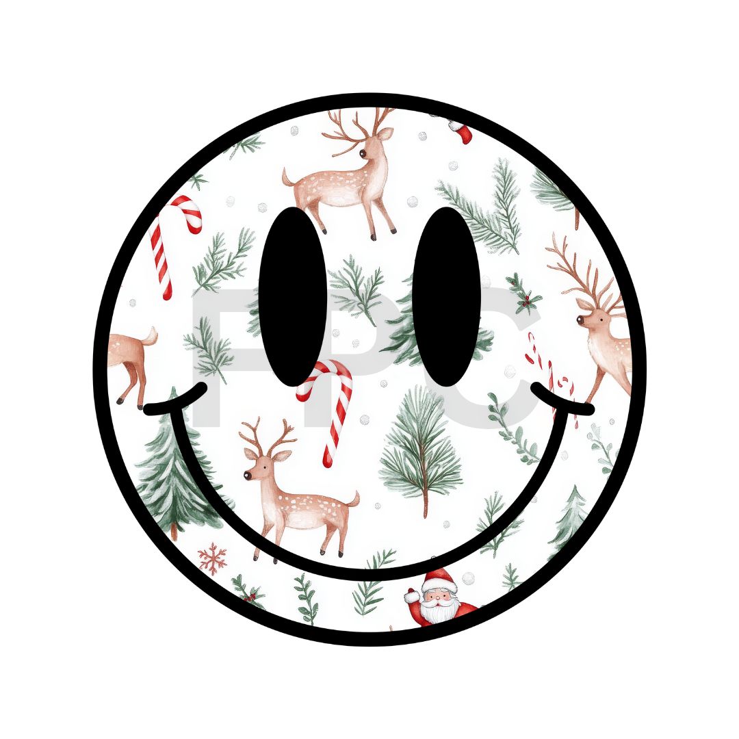 Reindeer Candy Cane Christmas Tree Smiley