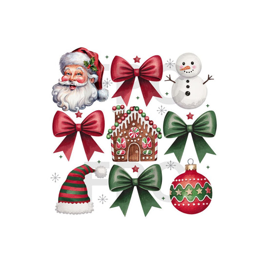 Gingerbread House Santa Snowman Ornament Bows