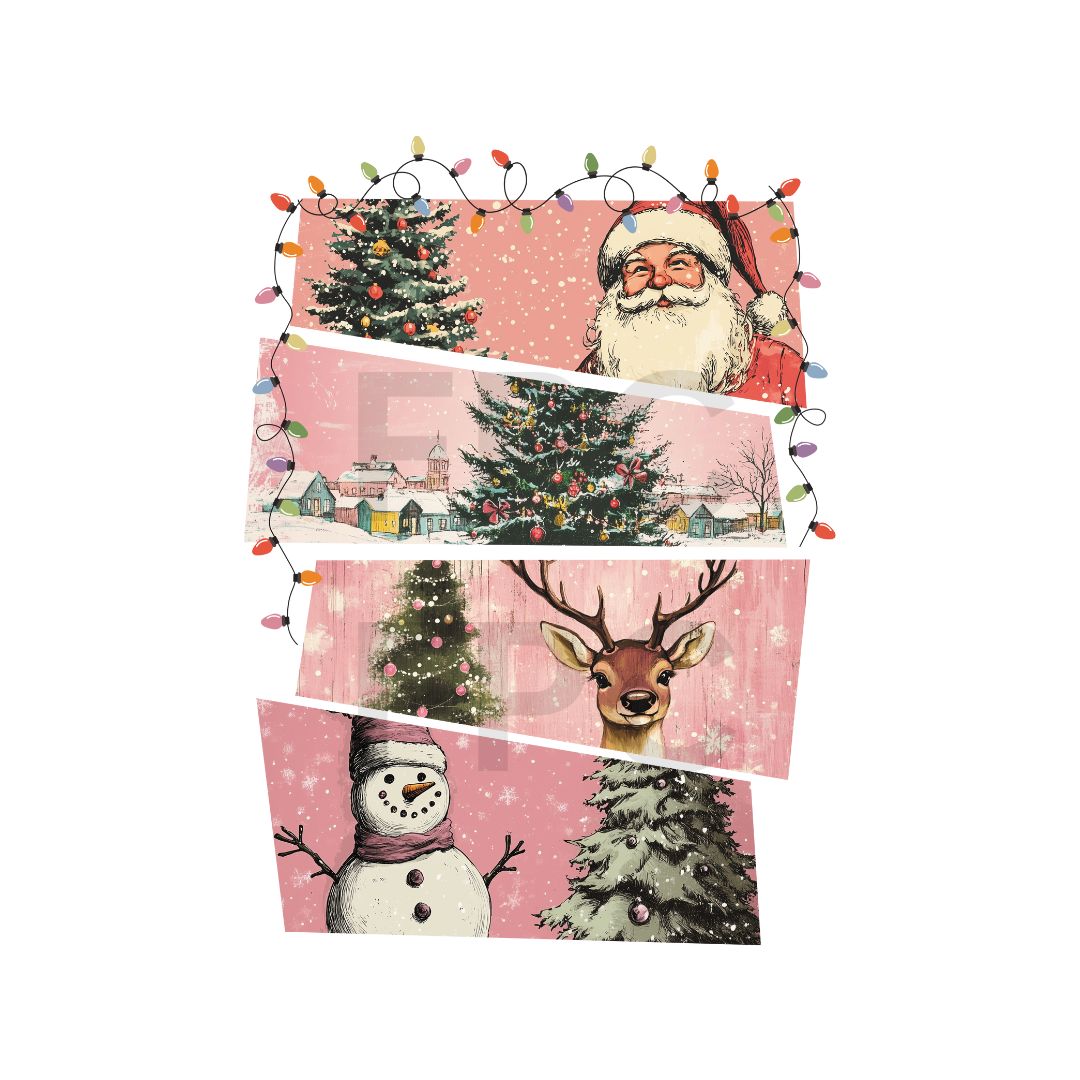 Pink Stacked Christmas Scene